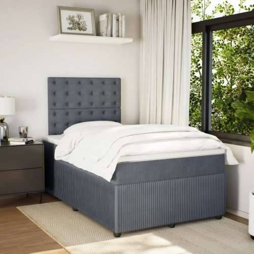 Box spring krevet s madracem tamnosivi 120 x 200 cm baršunasti - Tamno siva 120 x 200 cm gumbi Cijena