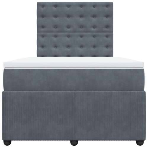 Box spring krevet s madracem tamnosivi 120 x 200 cm baršunasti - Tamno siva 120 x 200 cm gumbi Cijena