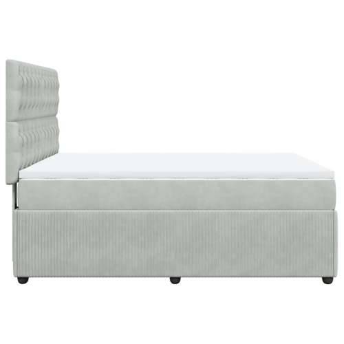 Krevet s oprugama i madracem svjetlosivi 140x190 cm baršunasti - Svjetlosiva 140 x 190 cm Dizajn s gumbima Cijena
