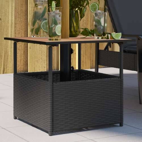 Vrtni stol s rupom za suncobran crni 55x55x46,5 cm poliratan - Crna 1 Cijena