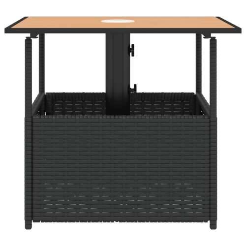 Vrtni stol s rupom za suncobran crni 55x55x46,5 cm poliratan - Crna 1 Cijena