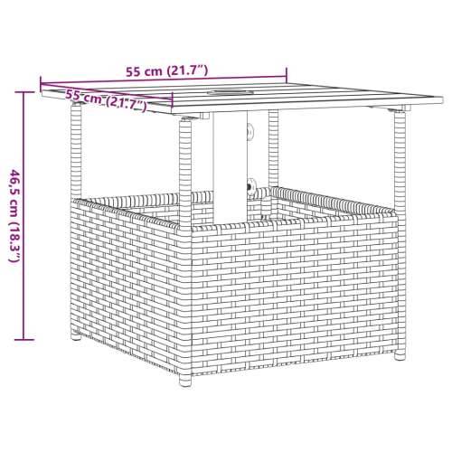 Vrtni stol s rupom za suncobran crni 55x55x46,5 cm poliratan - Crna 1 Cijena