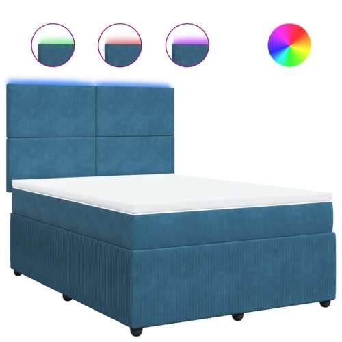 Krevet box spring s madracem plavi 160 x 200 cm baršunasti - Plava 160 x 200 cm Gladak dizajn Cijena