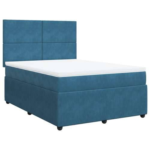 Krevet box spring s madracem plavi 160 x 200 cm baršunasti - Plava 160 x 200 cm Gladak dizajn Cijena