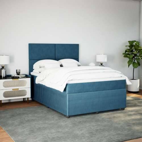 Krevet box spring s madracem plavi 160 x 200 cm baršunasti - Plava 160 x 200 cm Gladak dizajn Cijena
