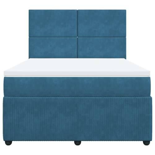 Krevet box spring s madracem plavi 160 x 200 cm baršunasti - Plava 160 x 200 cm Gladak dizajn Cijena