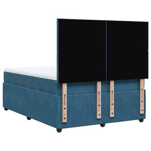 Krevet box spring s madracem plavi 160 x 200 cm baršunasti - Plava 160 x 200 cm Gladak dizajn Cijena
