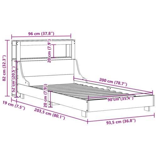 Okvir kreveta bez madraca 90 x 200 cm od masivne borovine - Prirodna 90 x 200 cm Cijena