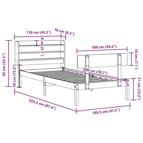 Okvir kreveta bez madraca bijeli 100x200 cm konstruirano drvo - Bijela 100 x 200 cm Cijena