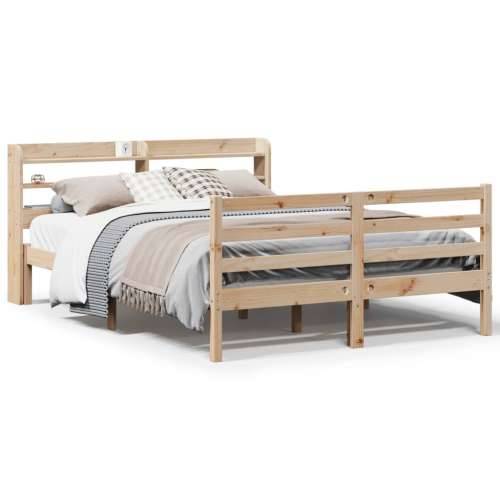 Okvir za krevet s uzglavljem 135 x 190 cm od masivne borovine - Prirodna 135 x 190 cm Cijena