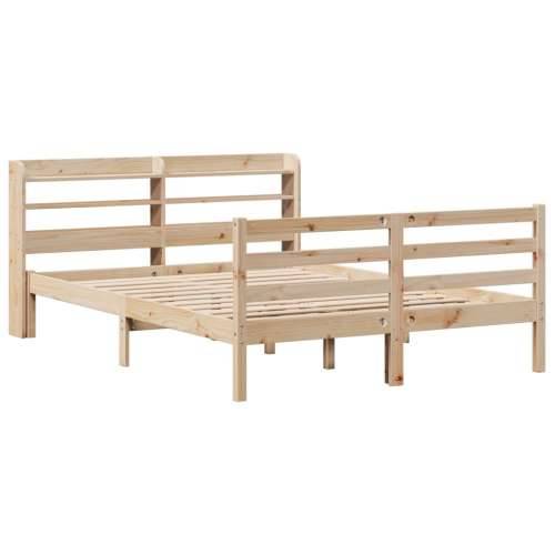 Okvir za krevet s uzglavljem 160 x 200 cm od masivne borovine - Prirodna 160 x 200 cm Cijena