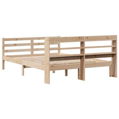 Okvir za krevet s uzglavljem 160 x 200 cm od masivne borovine - Prirodna 160 x 200 cm Cijena