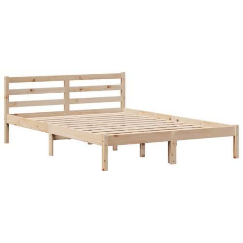 Okvir za krevet s uzglavljem 160 x 200 cm od masivne borovine - Prirodna 160 x 200 cm Cijena