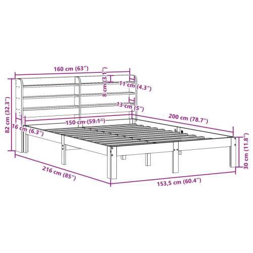 Okvir za krevet s uzglavljem bijeli 150 x 200 cm borovina - Bijela 150 x 200 cm Cijena