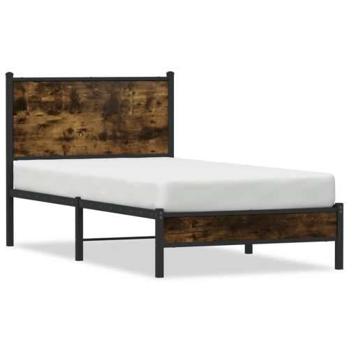 Metalni okvir kreveta bez madraca boja hrasta 75x190 cm - Dimljeni hrast 75 x 190 cm s uzglavljem i niskim podnožjem Cijena