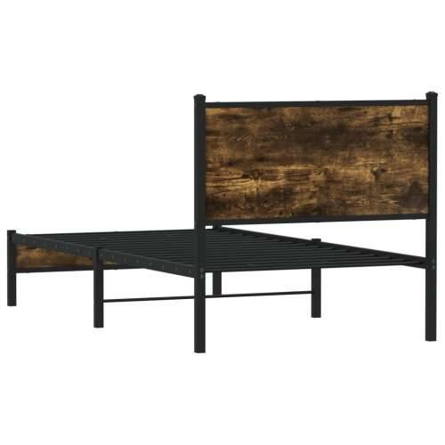 Metalni okvir kreveta bez madraca boja hrasta 75x190 cm - Dimljeni hrast 75 x 190 cm s uzglavljem i niskim podnožjem Cijena