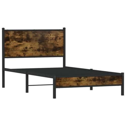 Metalni okvir kreveta bez madraca boja hrasta 107x203 cm - Dimljeni hrast 107 x 203 cm s uzglavljem i niskim podnožjem Cijena