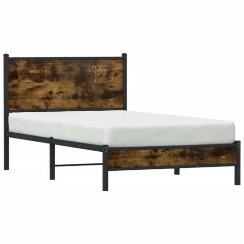 Metalni okvir kreveta bez madraca boja hrasta 107x203 cm - Dimljeni hrast 107 x 203 cm s uzglavljem i niskim podnožjem Cijena
