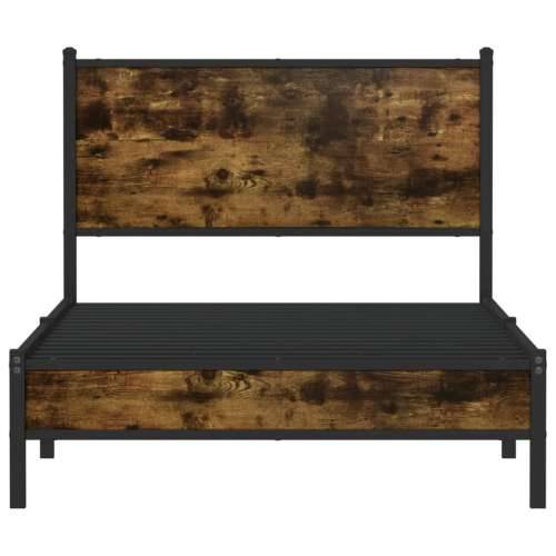 Metalni okvir kreveta bez madraca boja hrasta 107x203 cm - Dimljeni hrast 107 x 203 cm s uzglavljem i niskim podnožjem Cijena