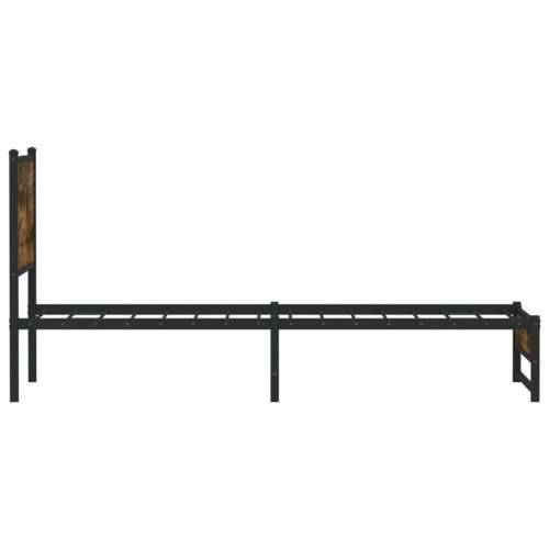 Metalni okvir kreveta bez madraca boja hrasta 90x200 cm - Dimljeni hrast 90 x 200 cm s uzglavljem i dvostrukim niskim podnožjem Cijena