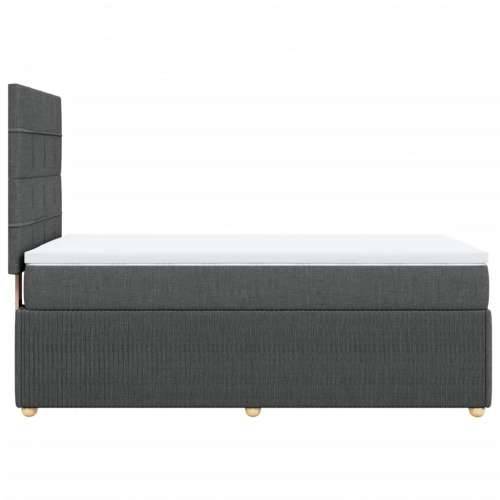 Krevet s oprugama i madracem tamnosivi 90 x 190 cm od tkanine - Tamno siva 90 x 190 cm Blok s kvadratima Cijena