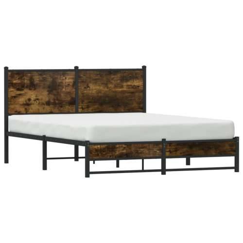 Metalni okvir kreveta bez madraca boja hrasta 140x200 cm - Dimljeni hrast 140 x 200 cm s uzglavljem i dvostrukim niskim podnožje Cijena