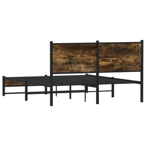 Metalni okvir kreveta bez madraca boja hrasta 140x200 cm - Dimljeni hrast 140 x 200 cm s uzglavljem i dvostrukim niskim podnožje Cijena