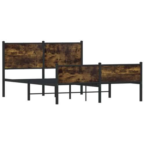 Metalni okvir kreveta bez madraca boja hrasta 140x190 cm - Dimljeni hrast 140 x 190 cm s uzglavljem i visokim podnožjem Cijena