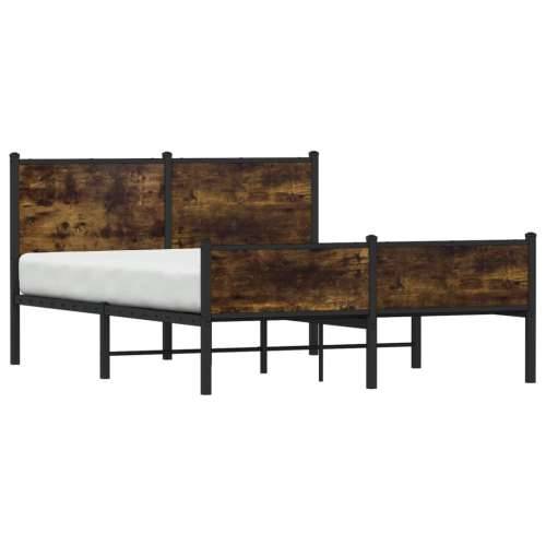 Metalni okvir kreveta bez madraca boja hrasta 140x190 cm - Dimljeni hrast 140 x 190 cm s uzglavljem i visokim podnožjem Cijena