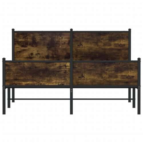 Metalni okvir kreveta bez madraca boja hrasta 140x190 cm - Dimljeni hrast 140 x 190 cm s uzglavljem i visokim podnožjem Cijena
