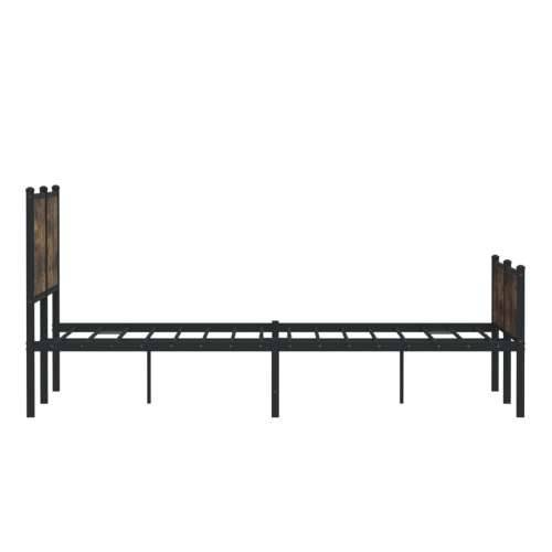Metalni okvir kreveta bez madraca boja hrasta 140x190 cm - Dimljeni hrast 140 x 190 cm s uzglavljem i visokim podnožjem Cijena