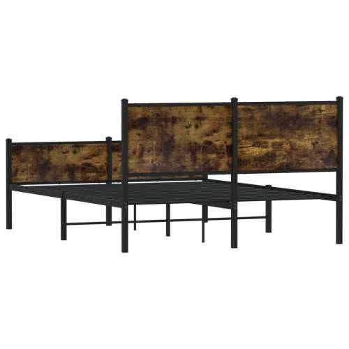 Metalni okvir kreveta bez madraca boja hrasta 140x190 cm - Dimljeni hrast 140 x 190 cm s uzglavljem i visokim podnožjem Cijena