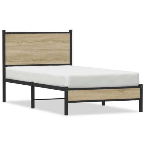 Metalni okvir kreveta bez madraca boja hrasta sonome 80x200 cm - sonoma hrast 80 x 200 cm s uzglavljem i niskim podnožjem Cijena