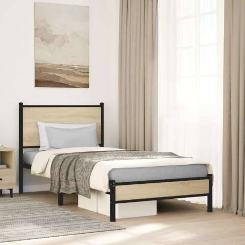 Metalni okvir kreveta bez madraca boja hrasta sonome 80x200 cm - sonoma hrast 80 x 200 cm s uzglavljem i niskim podnožjem Cijena