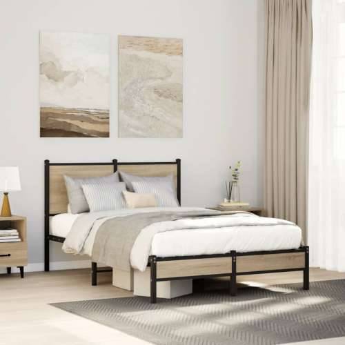 Metalni okvir kreveta bez madraca boja hrasta sonome 120x190 cm - sonoma hrast 120 x 190 cm s uzglavljem i niskim podnožjem Cijena