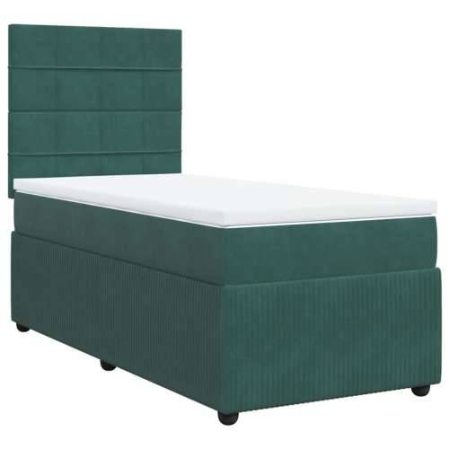 Box spring krevet s madracem tamnozeleni 80 x 200 cm baršunasti - Tamnozelena 80 x 200 cm Blok s kvadratima Cijena