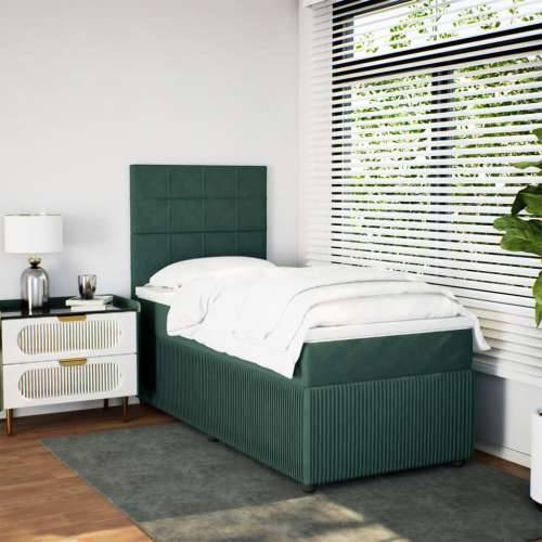 Box spring krevet s madracem tamnozeleni 80 x 200 cm baršunasti - Tamnozelena 80 x 200 cm Blok s kvadratima Cijena