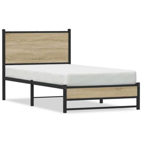 Metalni okvir kreveta bez madraca boja hrasta sonome 90x190 cm - sonoma hrast 90 x 190 cm s uzglavljem i dvostrukim niskim podno Cijena