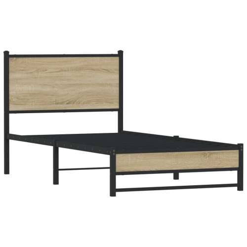Metalni okvir kreveta bez madraca boja hrasta sonome 90x190 cm - sonoma hrast 90 x 190 cm s uzglavljem i dvostrukim niskim podno Cijena