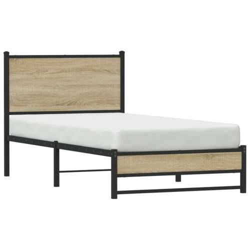 Metalni okvir kreveta bez madraca boja hrasta sonome 90x190 cm - sonoma hrast 90 x 190 cm s uzglavljem i dvostrukim niskim podno Cijena