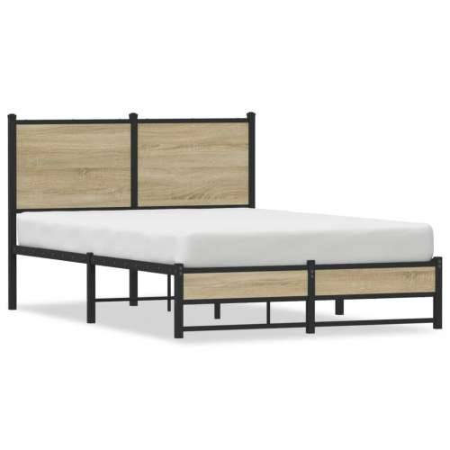 Metalni okvir kreveta bez madraca boja hrasta sonome 120x200 cm - sonoma hrast 120 x 200 cm s uzglavljem i dvostrukim niskim pod Cijena