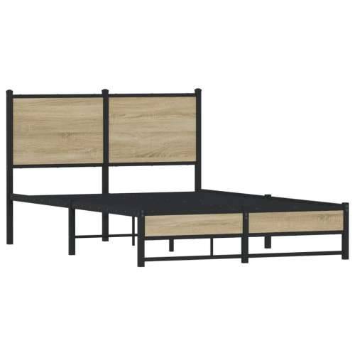 Metalni okvir kreveta bez madraca boja hrasta sonome 120x200 cm - sonoma hrast 120 x 200 cm s uzglavljem i dvostrukim niskim pod Cijena