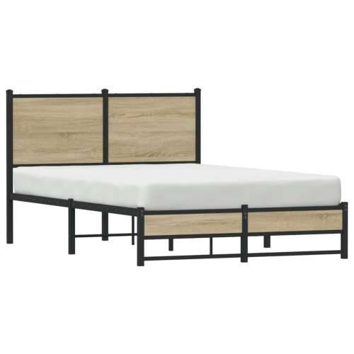 Metalni okvir kreveta bez madraca boja hrasta sonome 120x200 cm - sonoma hrast 120 x 200 cm s uzglavljem i dvostrukim niskim pod Cijena