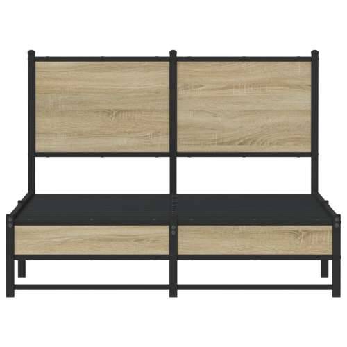 Metalni okvir kreveta bez madraca boja hrasta sonome 120x200 cm - sonoma hrast 120 x 200 cm s uzglavljem i dvostrukim niskim pod Cijena