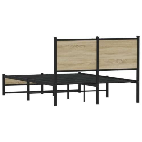 Metalni okvir kreveta bez madraca boja hrasta sonome 120x200 cm - sonoma hrast 120 x 200 cm s uzglavljem i dvostrukim niskim pod Cijena