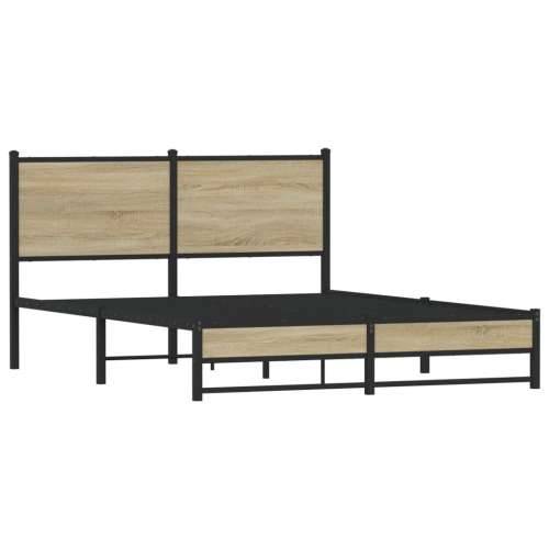 Metalni okvir kreveta bez madraca boja hrasta sonome 140x190 cm - sonoma hrast 140 x 190 cm s uzglavljem i dvostrukim niskim pod Cijena