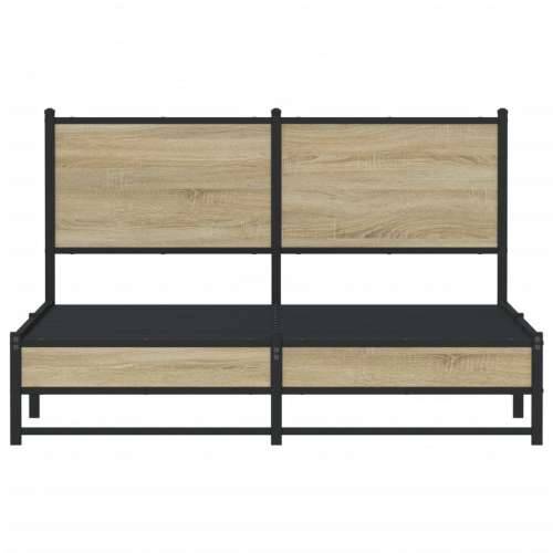 Metalni okvir kreveta bez madraca boja hrasta sonome 140x190 cm - sonoma hrast 140 x 190 cm s uzglavljem i dvostrukim niskim pod Cijena