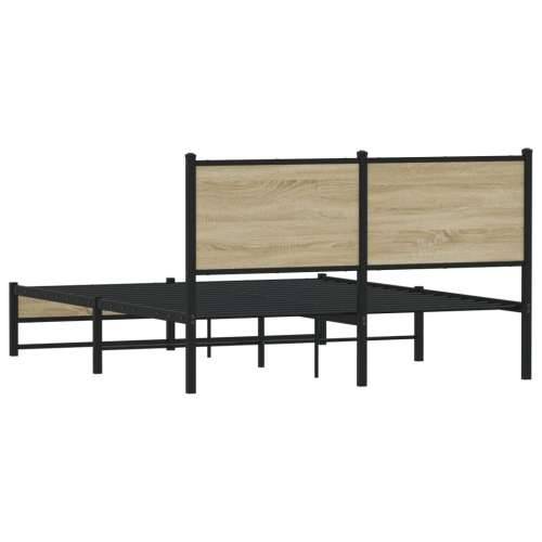 Metalni okvir kreveta bez madraca boja hrasta sonome 140x190 cm - sonoma hrast 140 x 190 cm s uzglavljem i dvostrukim niskim pod Cijena