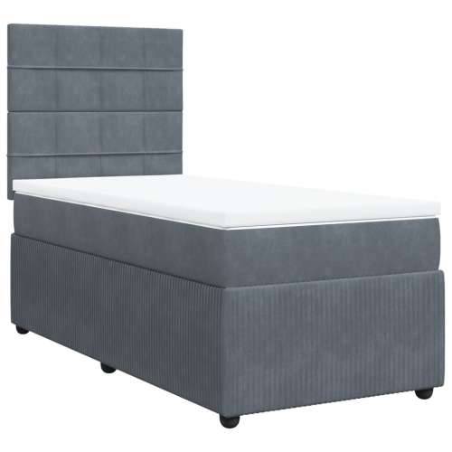 Box spring krevet s madracem tamnosivi 90x190 cm baršunasti Tamno siva 90 x 190 cm Blok s kvadratima Cijena