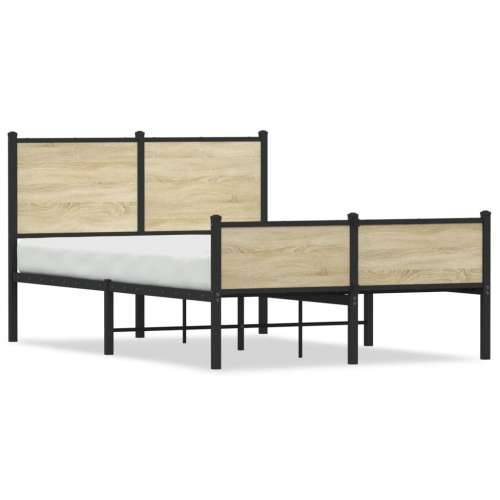 Metalni okvir kreveta bez madraca boja hrasta sonome 120x190 cm - sonoma hrast 120 x 190 cm s uzglavljem i visokim podnožjem Cijena